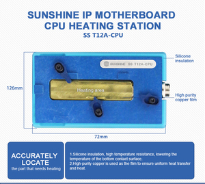 แท่นถอดบอร์ดแม่แบบ SS-T12A N13 สำหรับ <span class=keywords><strong>iPhone</strong></span> <span class=keywords><strong>13</strong></span> 13mini 3promax ใช้สำหรับถอด CPU และ <span class=keywords><strong>Nand</strong></span> ด้วยความร้อน สถานีบัดกรี - Product Image 2