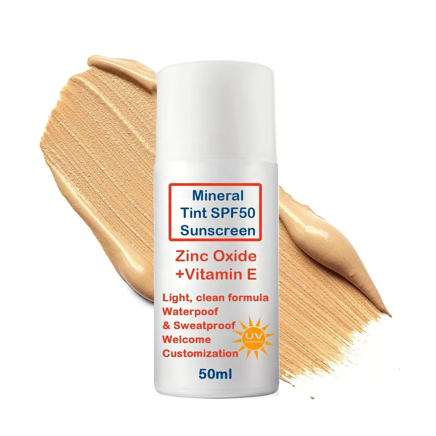 SPF 30 כהים קרם הגנה לחות מינרלי קרם הגנה עם אבץ תחמוצת & טיטניום דו חמצני Sheer גוון בריא זוהר