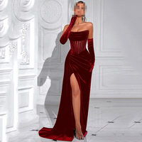 Robe de soirée d'été sirène longue en velours, sans bretelles, avec corset en maille, élégante et simple, pour femme enceinte, haut de gamme et moderne