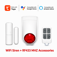 Tuya WiFi ABS 120db Sistem Alarm Keamanan Rumah Sensor Cahaya Strobo Siren Anti-pencurian Luar Ruangan Alarm Suara dan Cahaya Luar Ruangan