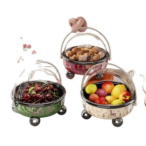 Christmas Fruit <b>Basket</b> With Lid Round <b>Plastic</b> Snack Holder For Home Decor Holiday Party Gift Storage Container - Product Image 5