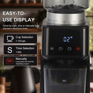 Conical Stainless Steel Burr Coffee Grinder for <b>Espresso</b> with Timer, Touchscreen Adjustable Electric Burr Mill with 51 Settings - Product Image 5