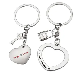 Kalp çift anahtarlıklar Set sizin tutun anahtar kalbim sonsuza hediye için eşi koca Boyfriend Girlfriend