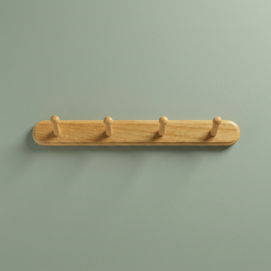 Porte-manteau mural multifonction en bois, 4 crochets, style rustique scandinave, pour usage domestique, installation facile - Product Image 3