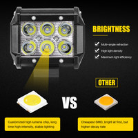 Barre lumineuse de travail LED de 4 pouces 18W, faisceau spot, cube, éclairage tout-terrain, éclairage spot et large pour camion 4x4, voiture, SUV, VTT, UTE