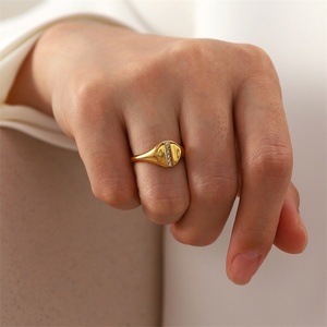 Fashion Fine Stainless Steel Hoop <b>Ring</b> 18k <b>Gold</b> Plated Zircon <b>Rings</b> Women - Product Image 3