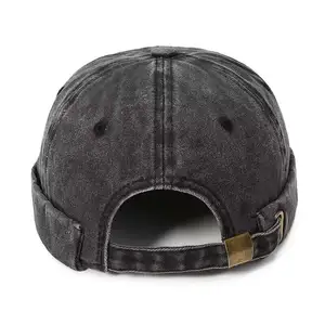 Adjustable Literary Denim Washed Distressed Docker Caps Snapback Skullcap Sports Brimless Hats