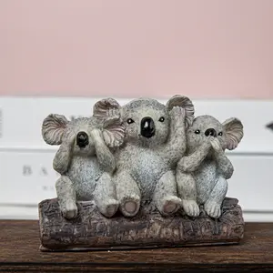 Wholesale other home decor items no see no listen no speak conjoined koala figurine resin statue table decorative accents piece