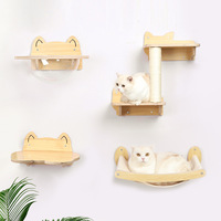 Meubles muraux modernes de luxe écologiques, étagères murales flottantes en bois pour chat, hamac en sisal, perchoirs, carton emballé