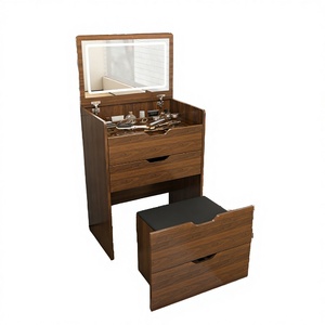 Wholesale Modern Wooden Makeup <b>Vanity</b> Table Set with Flip Top <b>LED</b> <b>Mirror</b> | Hidden Storage Dressing Desk Indian Supplier - Product Image 3