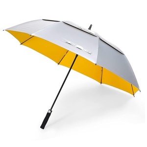 Waterproof 62 Inch Professional Straight Black Fiberglass Frame Golf <b>Umbrella</b> Double Canopy Ventilation Design for All Weather - Product Image 1