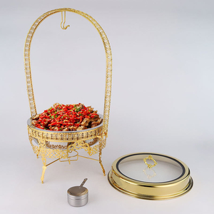 Chafing Dish de Lujo de Acero Inoxidable Dorado de Gran Capacidad (9L) con Tapa Colgante, Calentado con Alcohol, <span class=keywords><strong>para</strong></span> Hoteles, Restaurantes, Salones de Banquetes y Catering - Product Image 2