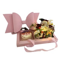 XJH Vente en gros Boîte cadeau avec nœud personnalisable Boîte d'emballage de fruits pour gâteau de fleurs Boîte en papier de luxe portable avec couvercle transparent en PVC
