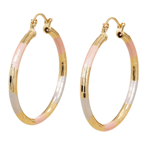 Orecchini a Cerchio Multicolore E4507, Placcati in Oro, in Lega di Zinco, Gioielli Geometrici alla Moda per Donne - Product Image 1