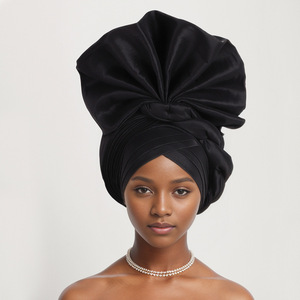 Turbante ASO OKE Listo para Usar, Gele Nigeriano Africano con Piedras y Cuentas, Gorros para Fiestas - Product Image 3