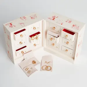 Empty 24 Days Countdown Holiday Gift Boxes Daily Jewelry Treats Calendar Box Customized Christmas Jewelry Advent Calendar