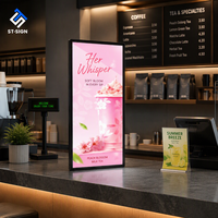 Boîte à lumière LED magnétique Shuntai en verre trempé pour affichage de posters promotionnels en magasin