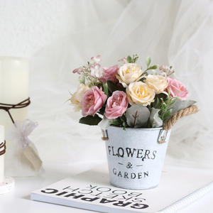 Ornements salon hibiscus rose chanvre corde étain baril simulation plante en <span class=keywords><strong>pot</strong></span> petit bonsaï - Product Image 4