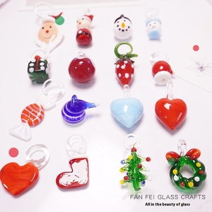 Handmade Glass Pendant for DIY Christmas Tree Decor Snowman Santa Claus Gift Bag Buddhist Butterfly Shape Christmas Accessories