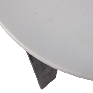 Tavolino Moderno con Piano in Marmo e Base in Metallo, Piccolo Tavolo d'Appoggio per Camera da Letto e Soggiorno - Product Image 4