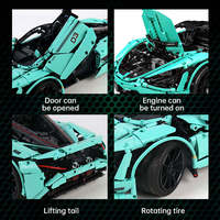 Mould King - Juego de Bloques de Construcción de Superauto 720S Azul Tiffany, Escala 1:8, MOC RC Motor, Modelo Educativo STEM, Juguete de Regalo para Festivales