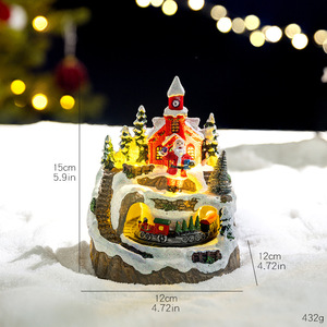 Décorations de Noël en <span class=keywords><strong>sapin</strong></span>, <span class=keywords><strong>train</strong></span> rotatif lumineux, boîte à musique, arbre de Noël, bonhomme de neige, ornement de bureau, cadeau de Noël, jouets classiques - Product Image 4