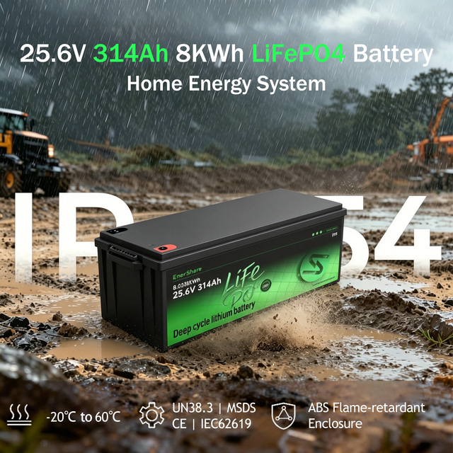 Enershare 24v 314Ah Lifepo4 Cell 8kwh Lithium Ion Solar Battery VRLA Direct Replacement for Off-grid Solar UPS Golf Cart