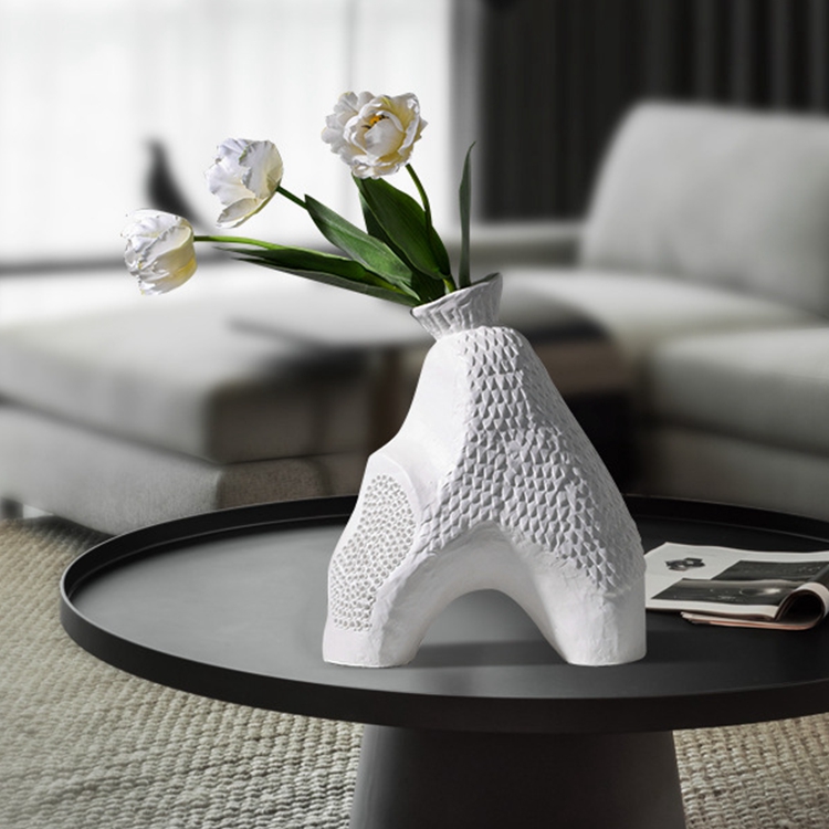 Nordic creative for living room decoration hydroponic flower arrangement irregularly shaped white ceramic vases
