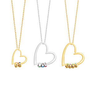 Collar con Colgante de Acero Inoxidable y Latón con Nombre de Familia y Corazón de Moda, Joyería para Cumpleaños, Navidad, para Madre, Abuela, Esposa, Amigas - Product Image 1