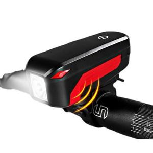 Phare de vélo à LED étanche IP5x, 4 modes avec klaxon, sangles de fixation, noir, orange - Product Image 2