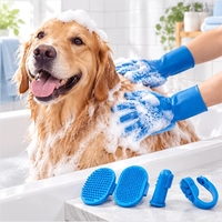 Kit de toilettage pour animaux de compagnie 6 pièces pour chiens, chats, chevaux, comprend des gants de lavage pour chiens, une brosse de bain, une brosse à shampooing, une brosse à dents