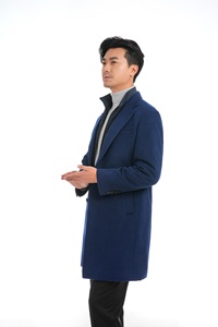 Abrigo MTM, abrigo largo, gabardina de <span class=keywords><strong>lana</strong></span> <span class=keywords><strong>gruesa</strong></span>, <span class=keywords><strong>cuello</strong></span> <span class=keywords><strong>con</strong></span> botones para otoño e invierno, <span class=keywords><strong>cuello</strong></span> vuelto de <span class=keywords><strong>lana</strong></span> personalizado para hombres - Product Image 2