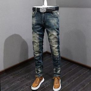 Jeans en denim pour hommes, logo personnalisé en gros, mode, grande taille, respirant, coupe slim, jambe droite, pantalon pour hommes - Product Image 1