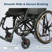 Fauteuil roulant manuel en alliage de magnésium pour personnes âgées, avec accoudoirs confortables, siège rembourré pour intérieur et extérieur - Ventes Flash
