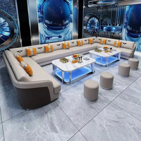 Canapé d'angle commercial 4 places en bois massif, écologique, luxe léger, avec revêtement en cuir et mousse haute densité, idéal pour KTV, bars et restaurants