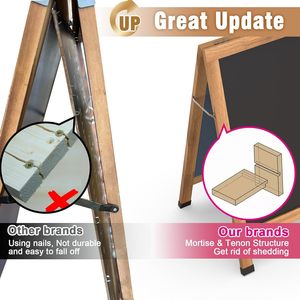 <span class=keywords><strong>Grand</strong></span> <span class=keywords><strong>tableau</strong></span> noir en bois en forme de <span class=keywords><strong>A</strong></span>, 40x20 pouces, rustique, pour extérieur, double face, magnétique, pour café et restaurant - Product Image 5