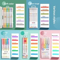 Surligneurs de couleur Deli, marqueurs fluorescents pour étudiants, stylos de surlignage accrocheurs, double pointe, deux couleurs, ensemble de 6 couleurs, stylos aux couleurs vives