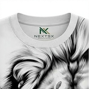 T-shirt pour homme avec impression photo de lion, manches courtes, col rond, coupe classique, style décontracté, tissu tricoté 100% polyester, respirant, séchage rapide - Product Image 6