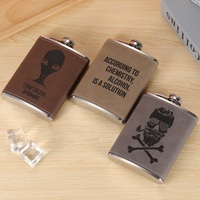 Flacon en cuir personnalisé de 8 oz avec logo, pour hommes, camping, s'adapte aux poches de veste, flacon à boisson étanche, flacon à whisky en métal