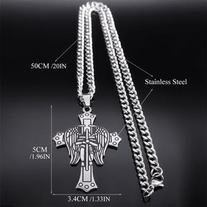 Collana in Acciaio al Titanio Stile Europeo Americano con Pendente a Croce Nera Olio, Nuovo Sacro Arcangelo San Michele - Product Image 6