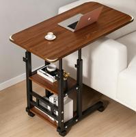 Table d'appoint de chambre à coucher réglable sur roulettes, roues pivotantes fluides, hauteur réglable, structure en bois, design minimaliste moderne, utilisation au bureau, OEM