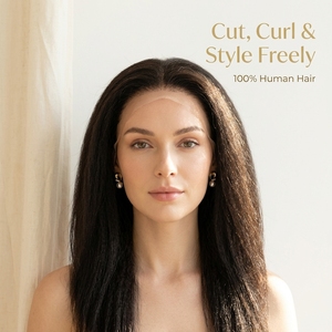 Perruque Bob en cheveux humains 13*6 Kinky Straight avec dentelle frontale HD naturelle, coupe droite Yaki, pour femmes noires, usage quotidien - Product Image 3