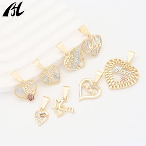 New Selling 14K galvani sierte Kupfer legierung <span class=keywords><strong>Gold</strong></span> Herz Anhänger stilvolle Mode Charms für Muttertag Geschenk - Product Image 2