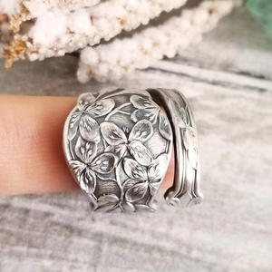 H361 Silver Cocktail <b>Ring</b> Flower Pattern Unisex Fashion Jewelry Gift <b>Ring</b> Plain Design <b>Statement</b> <b>Ring</b> for Women Men - Product Image 2