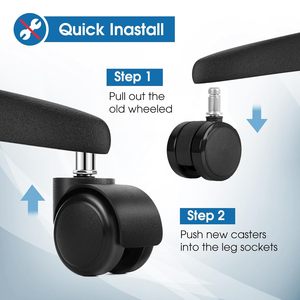 Rueda universal silenciosa de 2 pulgadas para <span class=keywords><strong>silla</strong></span> de oficina, rueda giratoria de <span class=keywords><strong>alta</strong></span> resistencia, reemplazo de ruedas para muebles, rodillo de goma con freno - Product Image 2