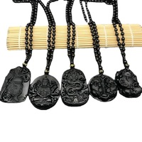 Bijoux chinois en gros Noir Thaïlande Bouddha Pendentif Dragon Pierre Pendentif Collier Obtenir le dernier prix