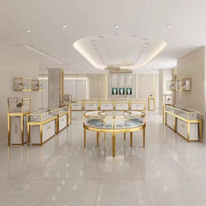 خزانة عرض فاخرة حديثة مستديرة LED قابلة للتخصيص لمتاجر المجوهرات ومركز التسوق - Product Image 1