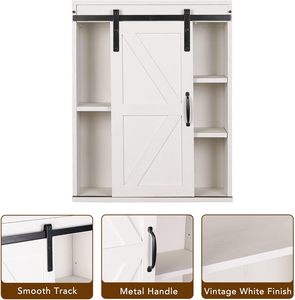 CF Sliding Barn Door Adjustable Shelf Wood Wall Storage Bathroom <strong>Cabinet</strong> Rustic 3-Tier <strong>Vintage</strong> <strong>Medicine</strong> <strong>Cabinet</strong> - Product Image 5