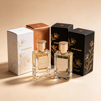 Boîte en papier de luxe personnalisée pour parfum, impression florale dorée, emballage pour flacon de 30 ml, 50 ml, 100 ml