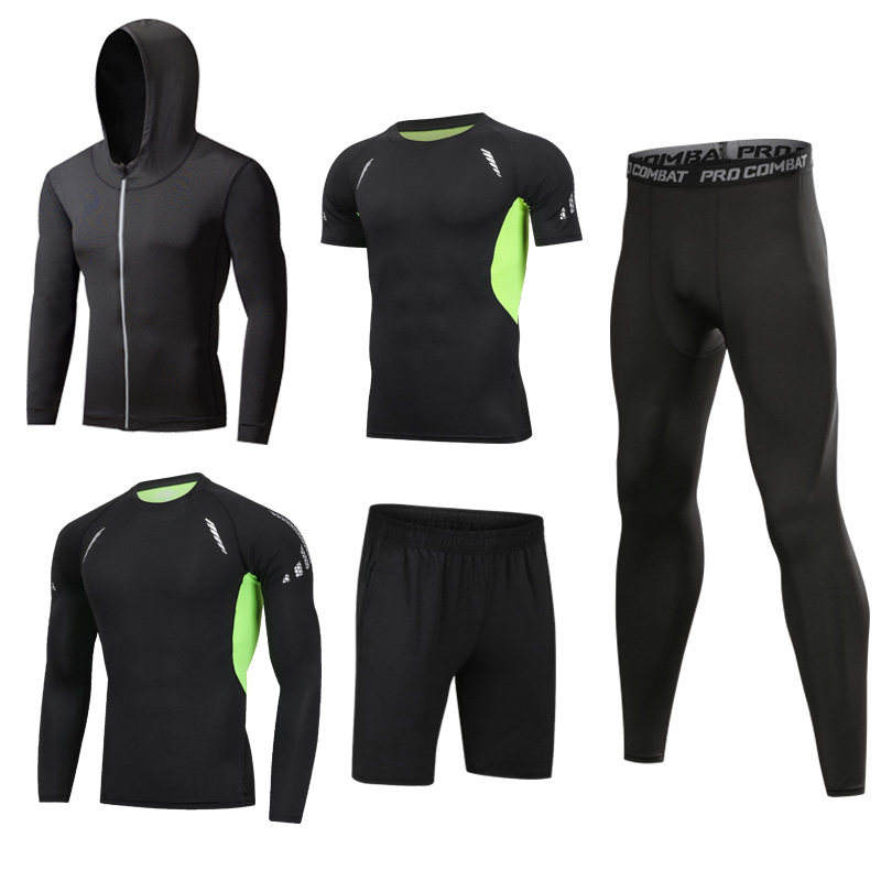 JULY'S SONG Trainingsset voor heren, 5 stuks, droge snelle gymkleding met T-shirt, tanktop, shorts, broek, jas, atletische compressie-outfits voor hem, zwart.., Zwart, L JULY'S SONG Trainingsset voor heren, 5 stuks, droge snelle gymkleding met T-shirt, tanktop, shorts, broek, jas, atletische compressie-outfits voor hem, zwart.., Zwart, L